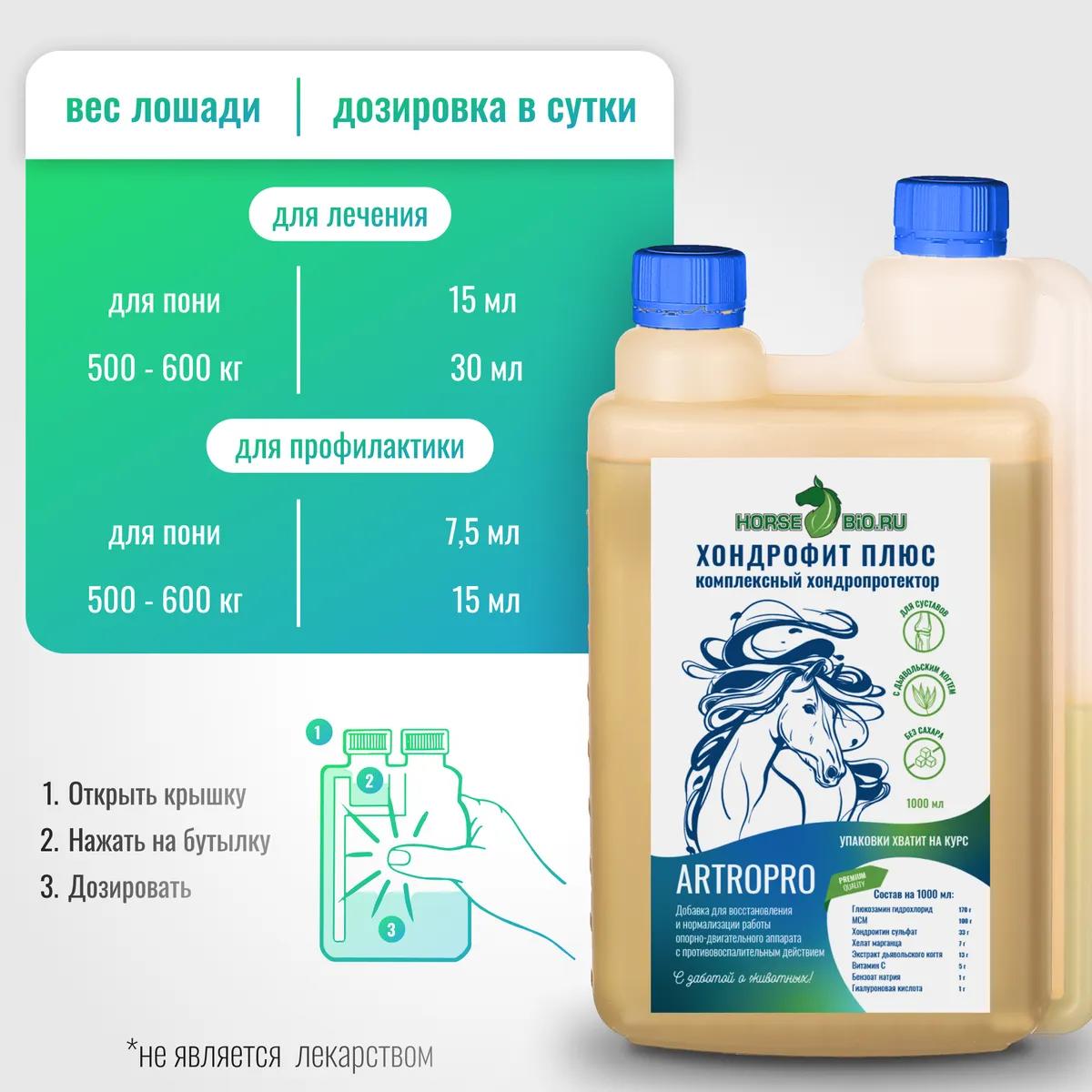 Хондропротектор Хондрофит Плюс ArtroPro для лошадей (с экстрактом дьявольского когтя)
