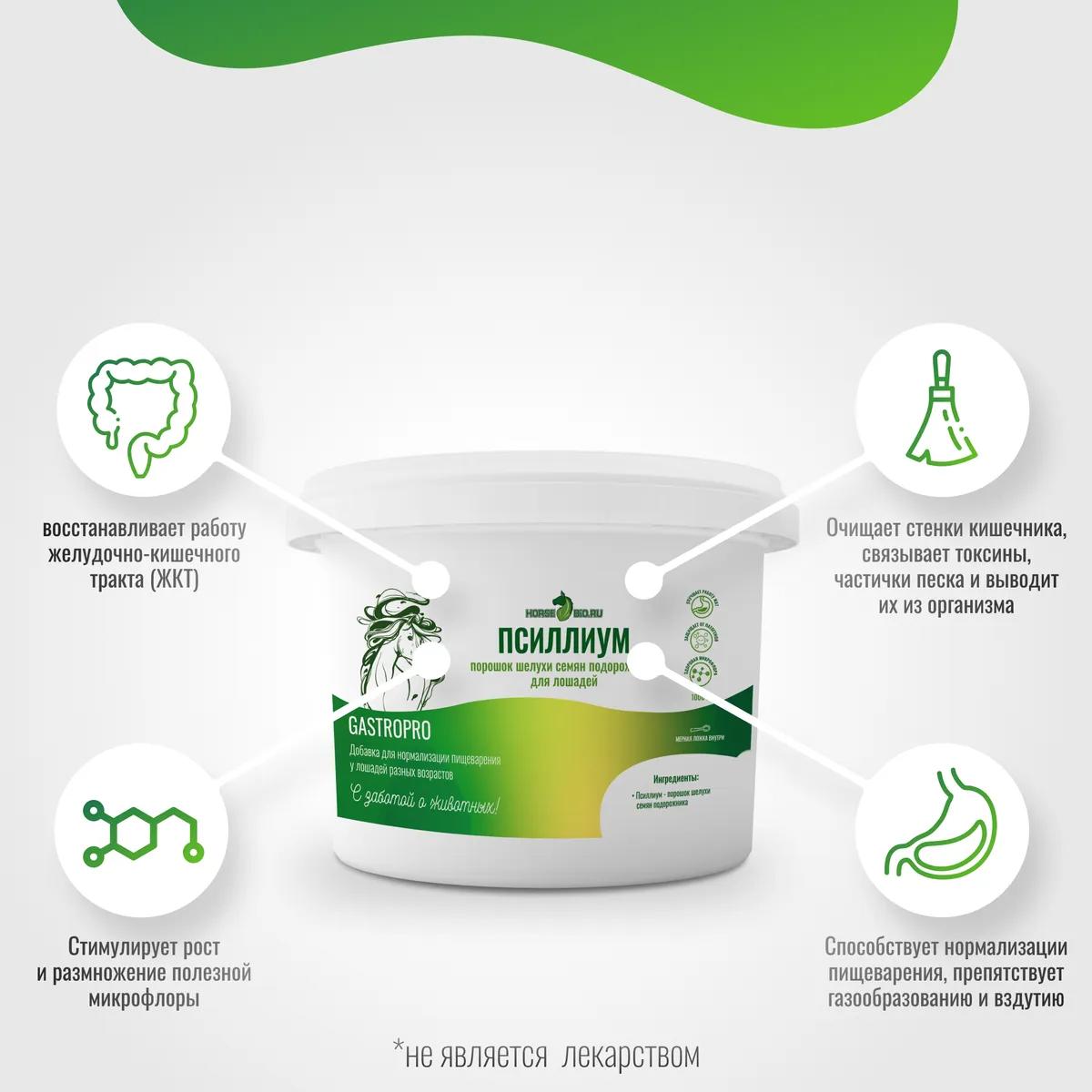 Псиллиум для лошадей Horse-Bio GastroPro, 1000 г
