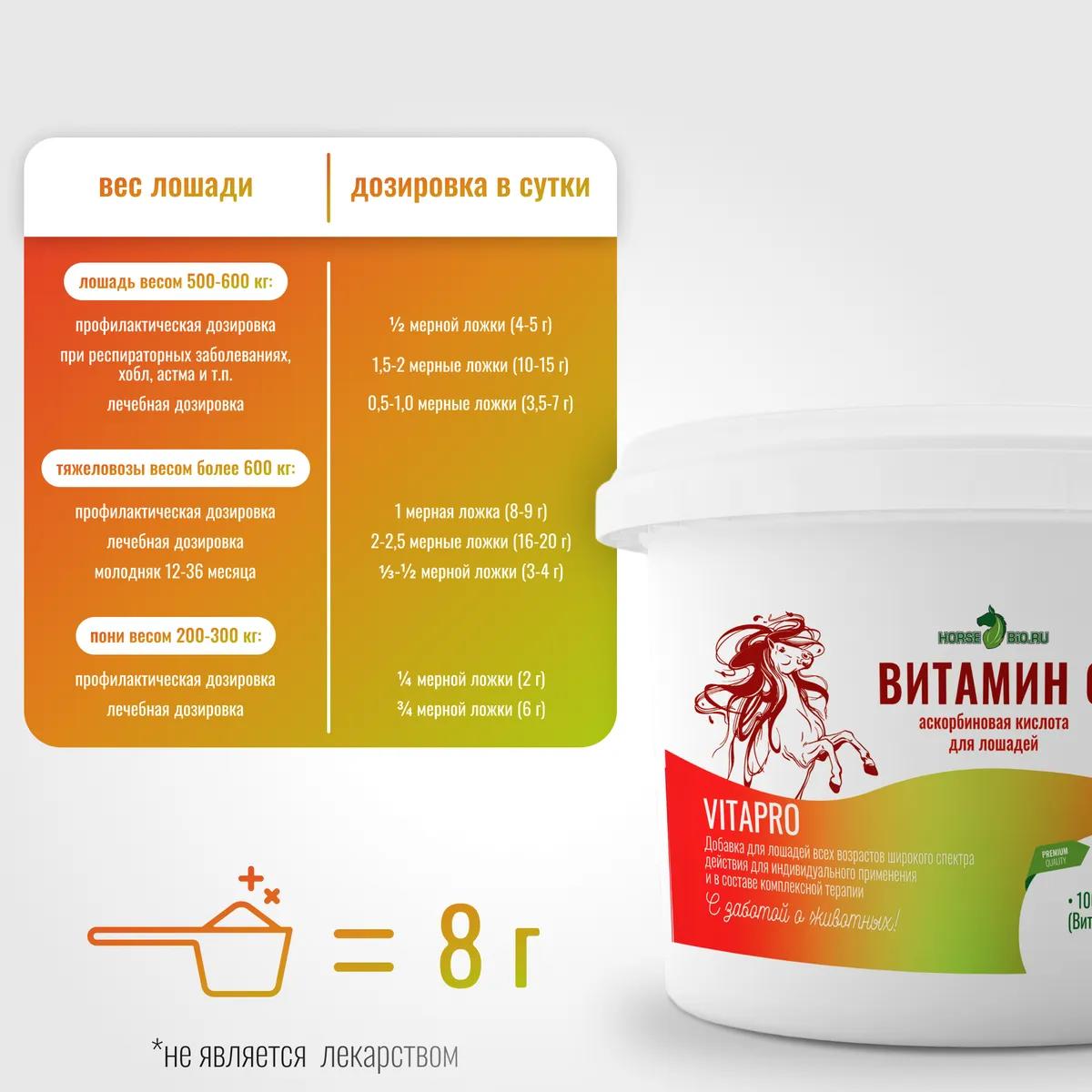 Витамин С VitaPro для лошадей, 1000 г