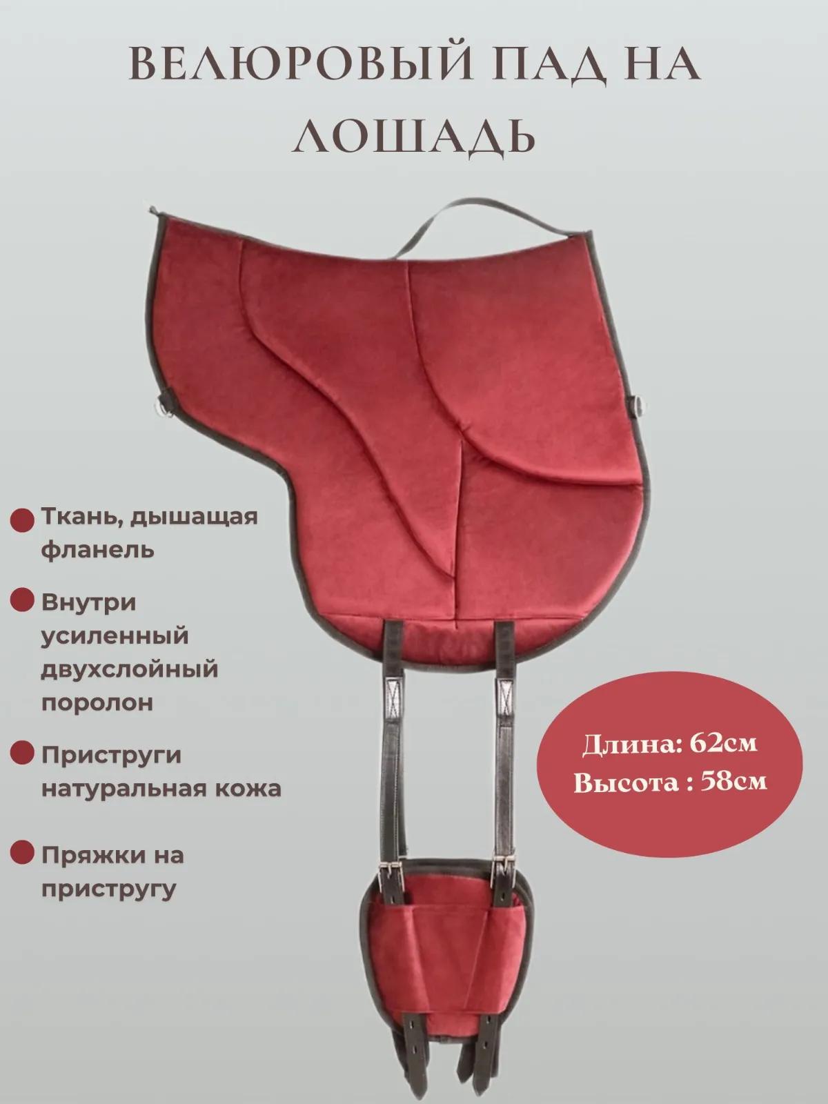 Велюровый пад для лошади (бордовый)
