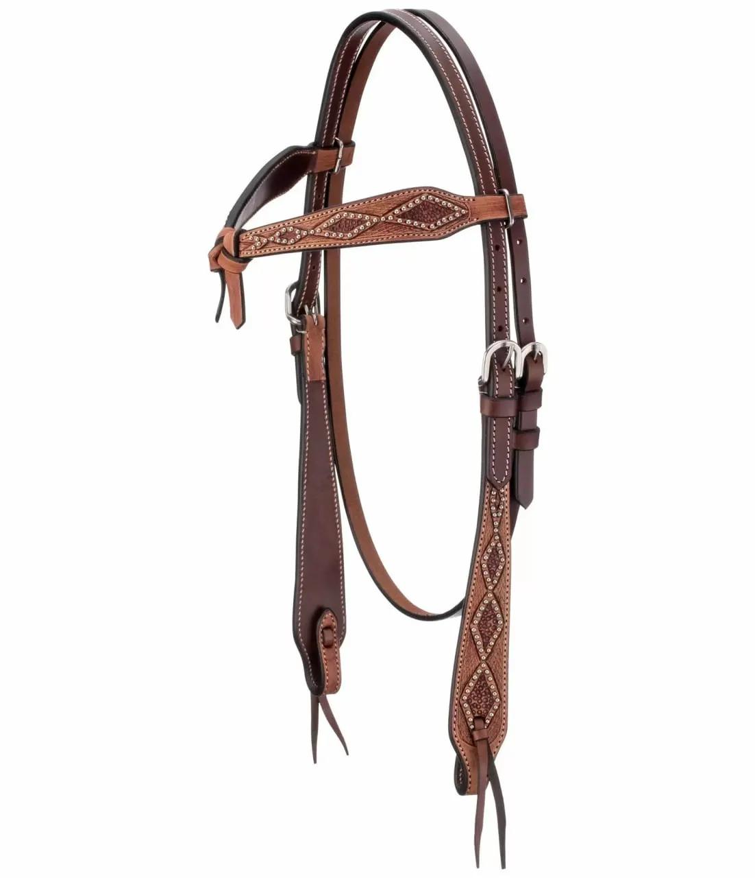 Уздечка в стиле вестерн Westernkopfstück Studded, размер Cob (цвет коричневый) (STONEDEEK)