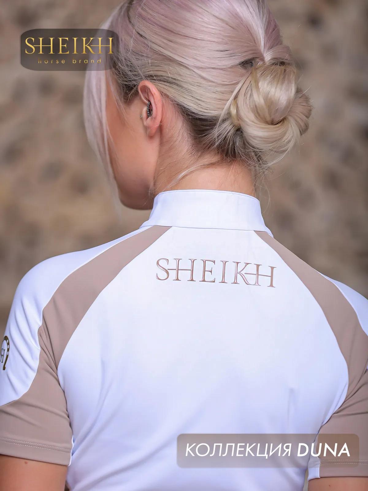 Поло для верховой езды SHEIKH HORSE BRAND, коллекция Dune,  цвет белый с бежевым, р-р 40 (XS)