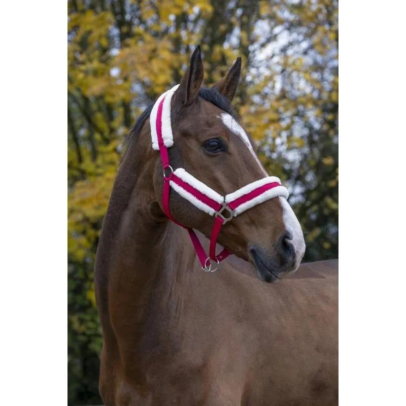 Недоуздок с искусственным мехом "CONFORT", фуксия, pony