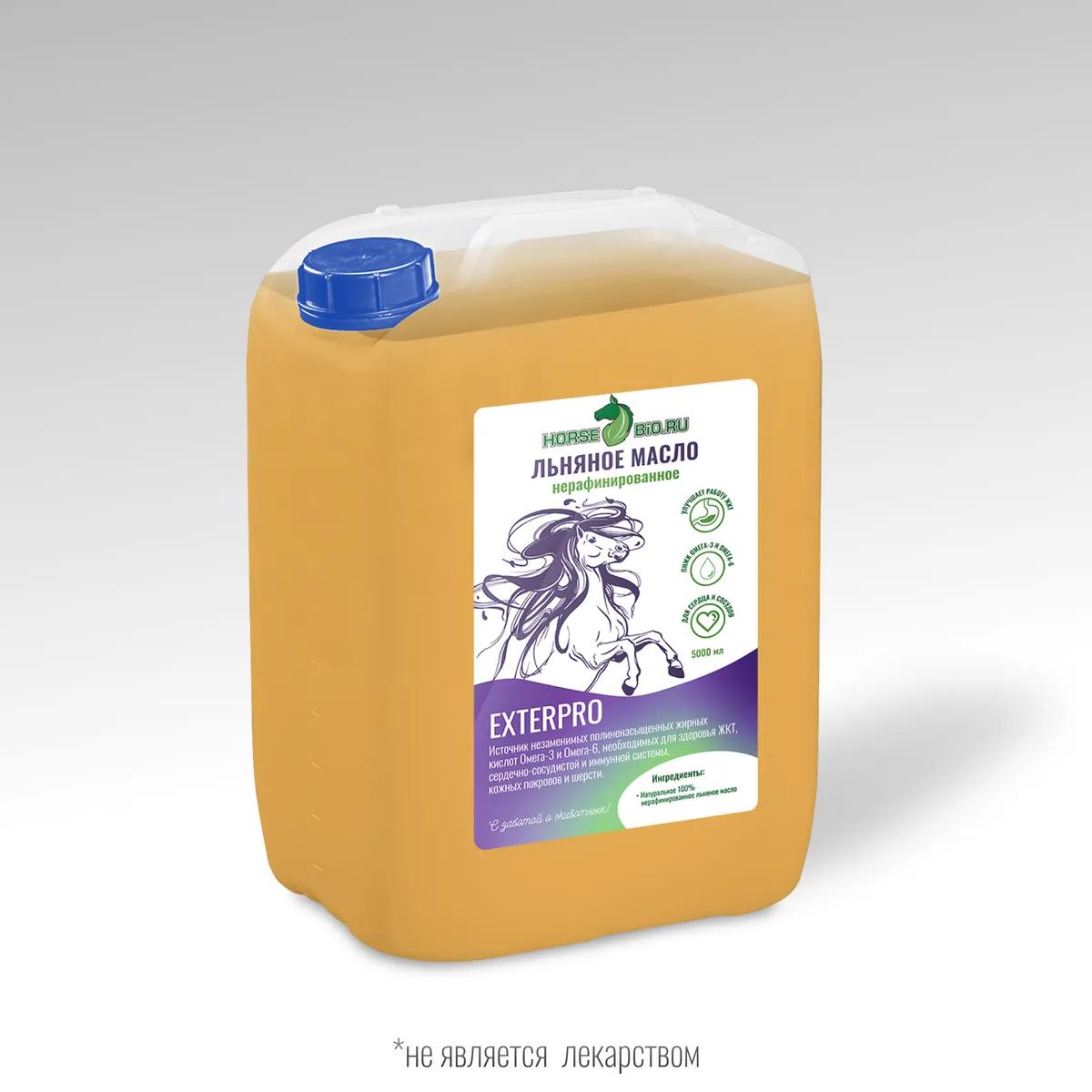Льняное масло Horse-Bio ExterPro для лошадей, 5000 мл